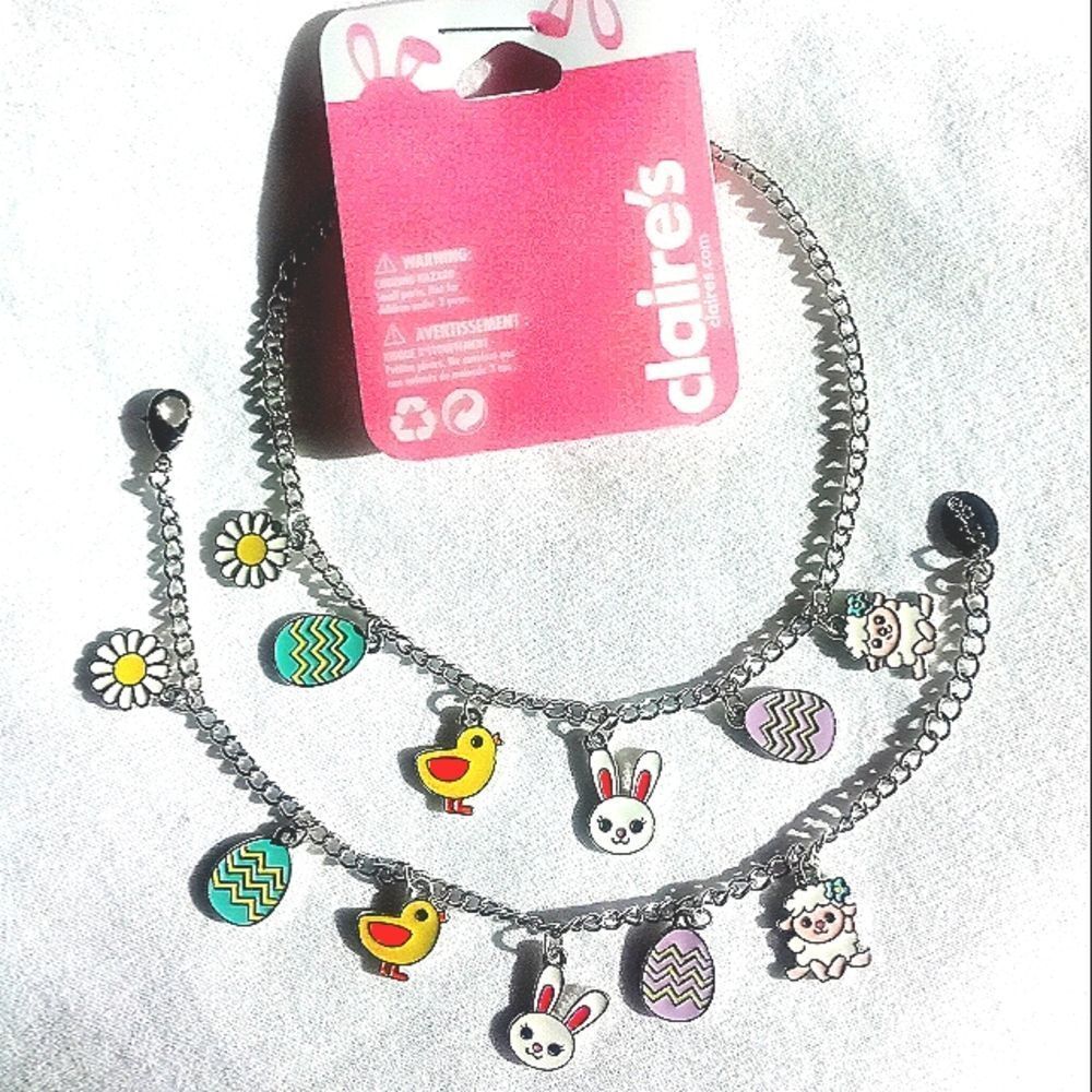Womens/Girls Clair's Easter Necklace & Bracelet W/Bunny Chick & Lamb Set